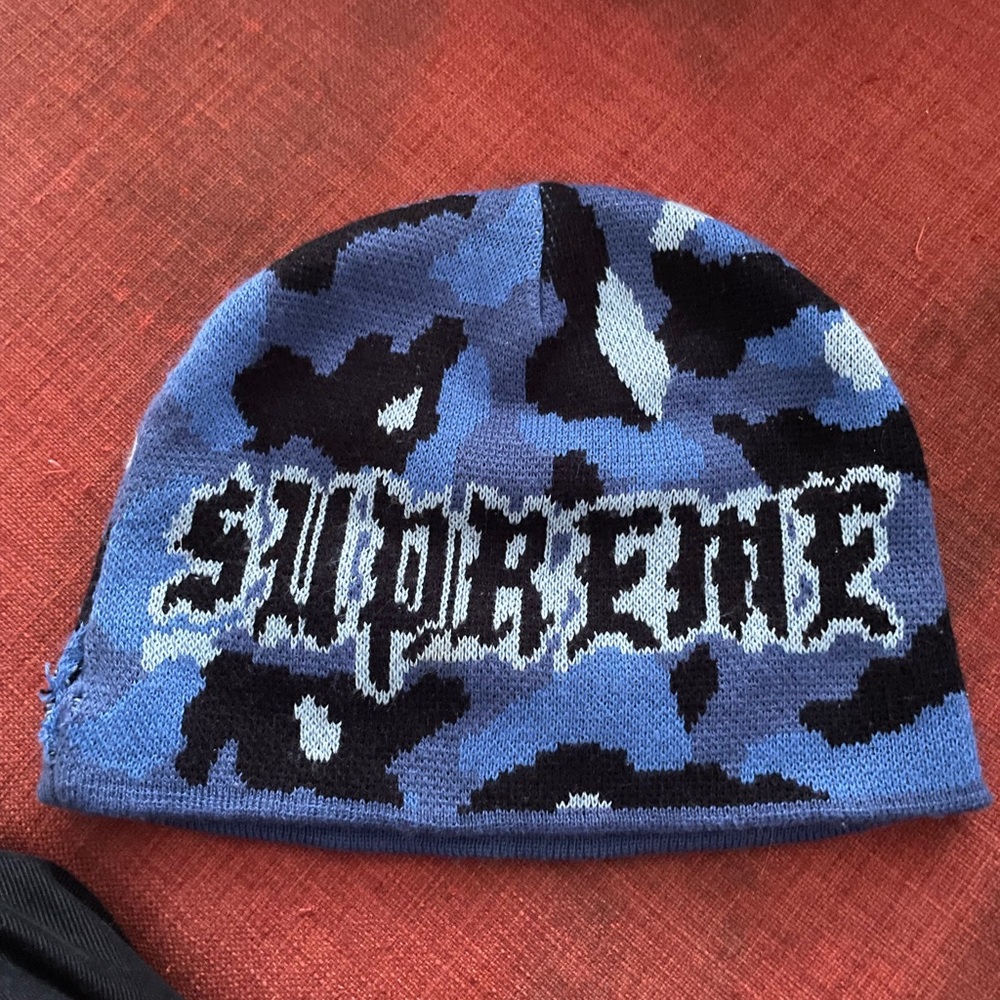 supreme blue camo beanie